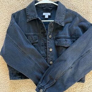 Black cropped denim jacket